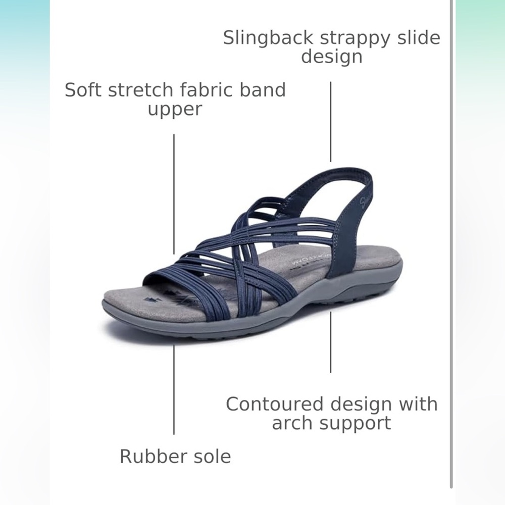 NWT Skechers Women's, Reggae Slim - Simply Stretch Sandals Size 7 Navy - Picture 3 of 15